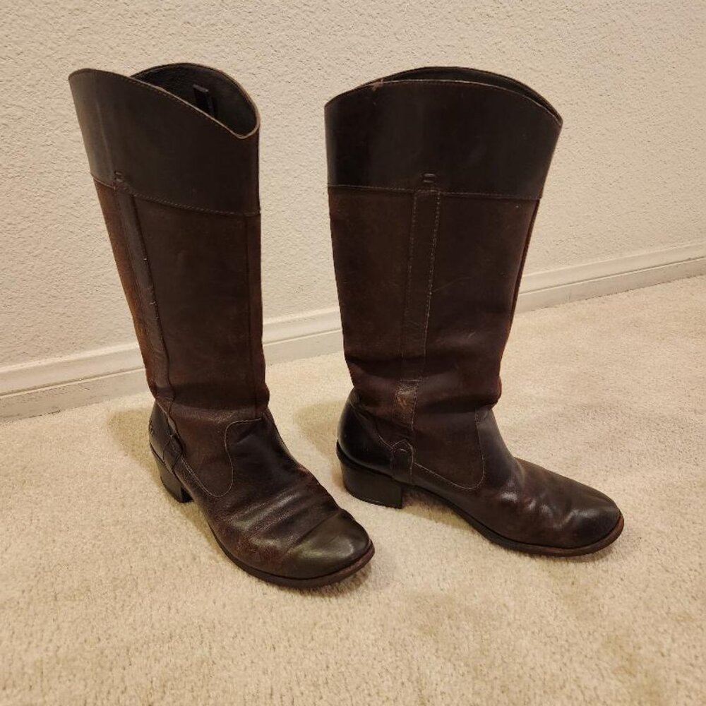 Vintage Brown Leather Tall UGG boots